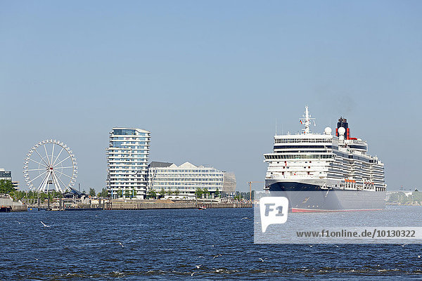 Cruise ship Queen Elizabeth  harbor  Hamburg  Germany  Europe