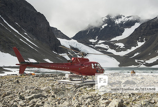 Helicopter in mountains