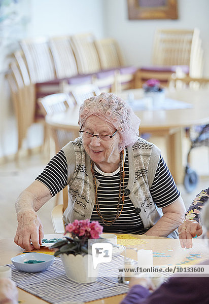 Senior woman in care home