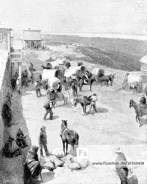 This 1896 illustration shows the Indian Traders' Store at Standing Rock Dakota. It is based on a photo by American photographer David Frances Barry. The people of Standing Rock a reservation in North and south Dakota are often called Sioux and are members of the Lakota and Dakota nations.