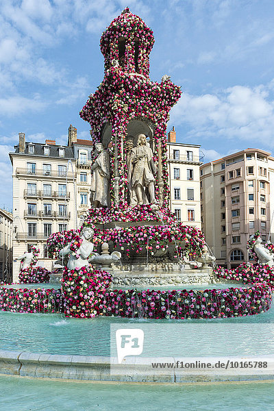 Place des Jacobins während der 17. Weltkonvention der Rosengesellschaften im Jahr 2015  Lyon  Rhône  Frankreich  Europa