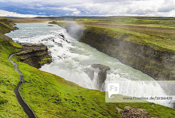 Gullfoss Wasserfall  Fluss Hvita  Haukadalur  Island  Europa