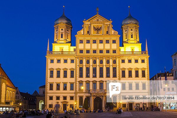 City Hall in the evening  Augsburg  Bavaria  Germany  Europe