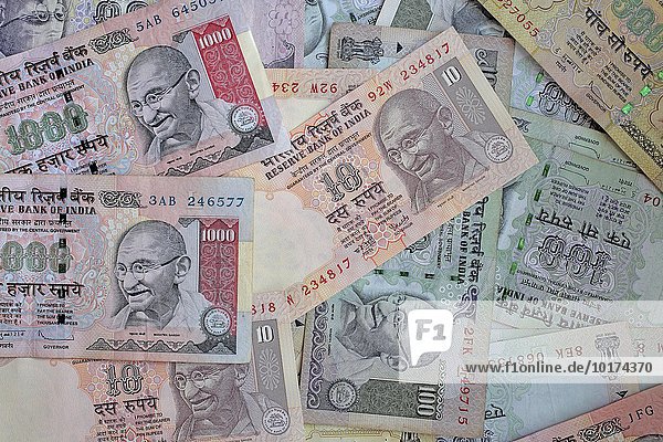 Rupien mit Gandhi Abbildung  Geldscheine aus Indien