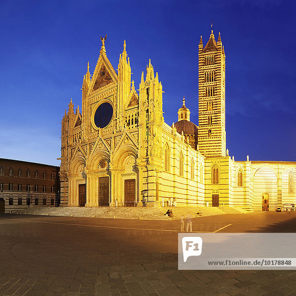 Piazza del Duomo mit dem Dom Santa Maria Assunta bei Nacht  UNESCO Weltkulturerbe  Siena  Toskana  Italien  Europa
