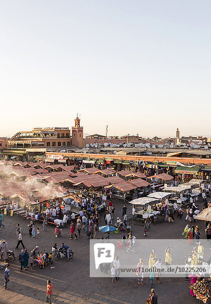 Morocco  Marrakesh  view to Jemaa el-Fnaa bazaar in the evening