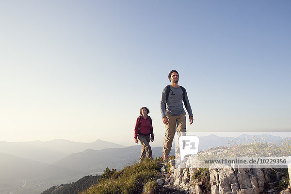 Austria  Tyrol  couple hiking at Unterberghorn