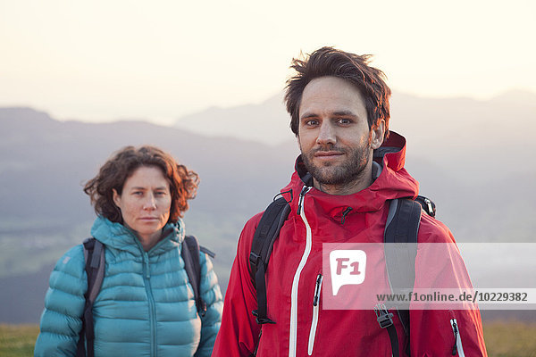 Austria  Tyrol  portrait of couple hiking at Unterberghorn