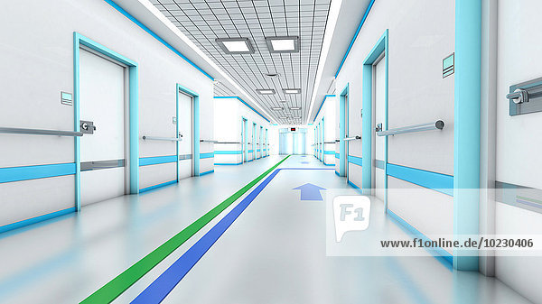 3D Rendering,  Architekturvisualisierung eines modernen Krankenhauses.