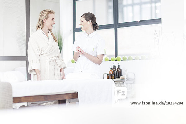 Two young women in a spa