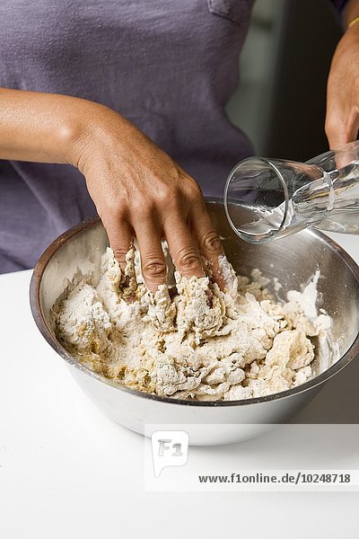 Kneading the dough with your hands