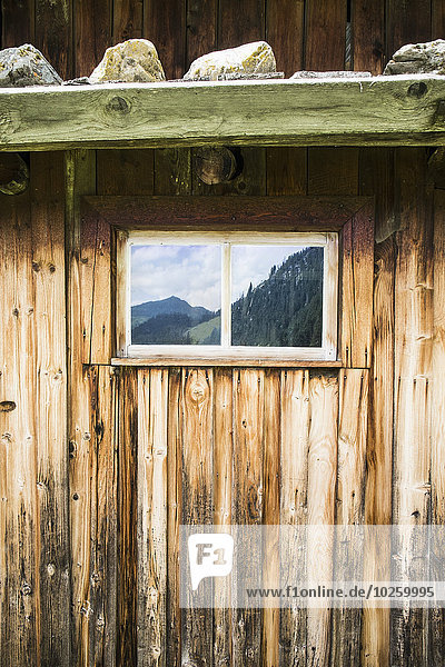 Blockhaus,Berg,Fenster,Spiegelung,schießen,voll