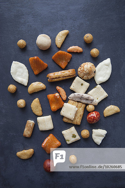 hoch,oben,Reis,Reiskorn,Ansicht,Flachwinkelansicht,Cracker,Tisch,Winkel,japanisch