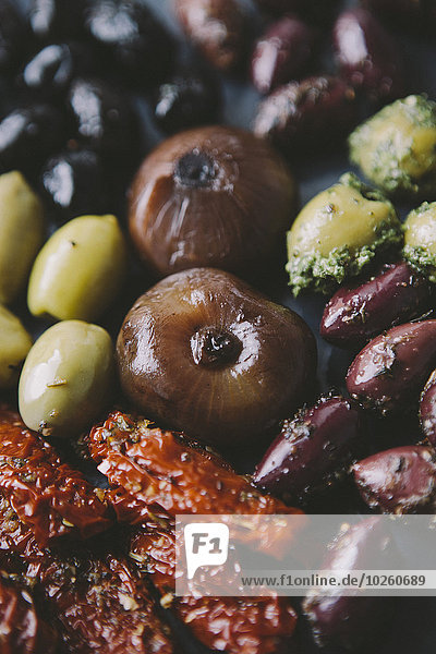 Vielfalt,Close-up,Tomate,Zwiebel,Olive,getrocknet,Sonne