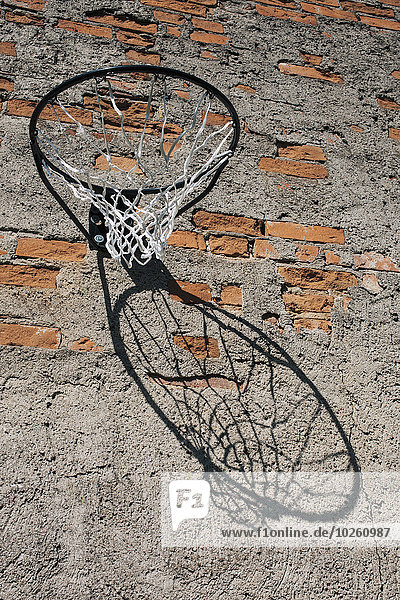 niedrig,Wand,Ziegelstein,Basketball,Ansicht,Flachwinkelansicht,einlochen,Winkel