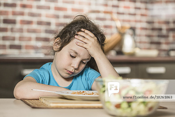 Depression,Mädchen,Tisch,Frühstück