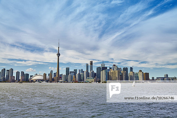 Downtown skyline taken from Lake Ontario; Toronto  Ontario  Canada