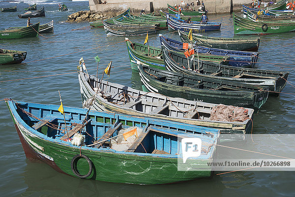 Fishing boats moored in the harbour; Souira Kedima  Safi  Morocco