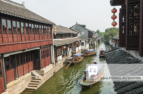 Schönheit Tradition fahren Boot chinesisch Hintergrund China Shanghai Venetien