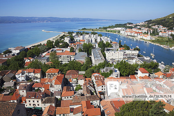 Dach Küste rot Ansicht Dalmatiner Kroatien