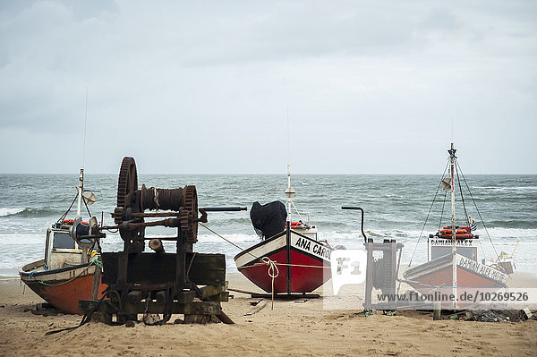 Boats on the beach; Punta del Diablo  Uruguay