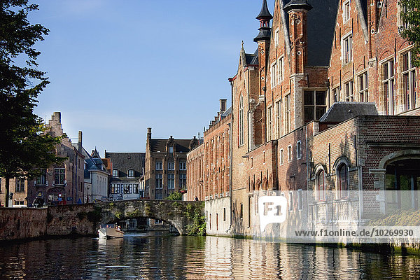 Medieval houses along a canal  Bruges (Brugge)  West Flanders  Belgium