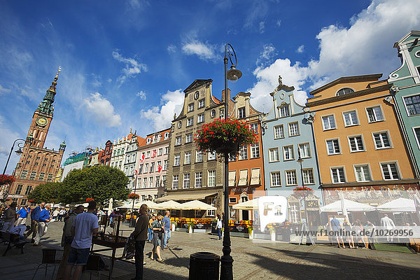 Straße Halle Stadt Uhr lang langes langer lange Altstadt Danzig Markt Polen
