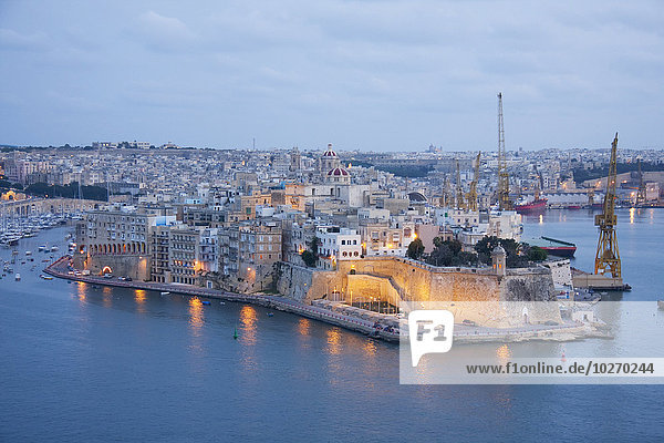 Valletta Hauptstadt Abenddämmerung Malta Senglea