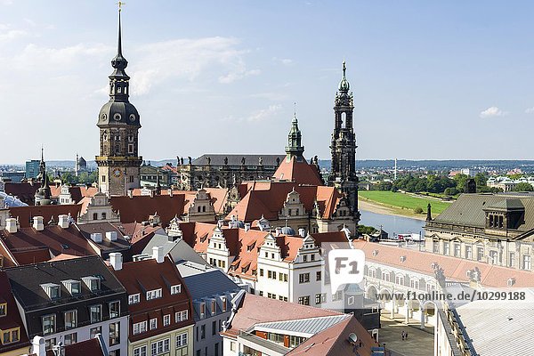 Residenzschloß mit Hausmannsturm und Hofkirche  Altstadt  Dresden  Sachsen  Deutschland  Europa