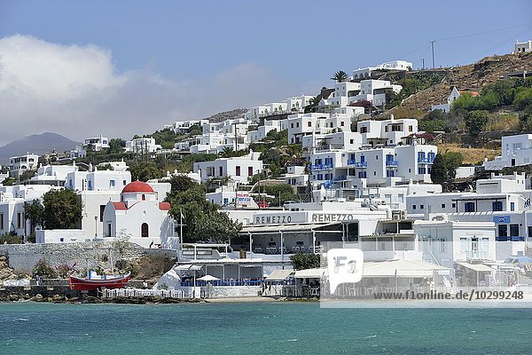 Weiße Hausfassaden  Mykonos-Stadt oder Chóra  Mykonos  Kykladen  Griechenland  Europa