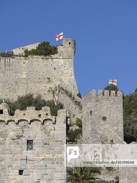 Türme mit Stadtmauer  Portovenere  Ligurien  Italien  Europa