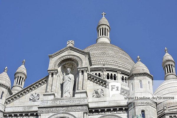 Hauptportal mit Christus Statue,  Kirch Sacre Coeur de Montmartre,  Paris,  Ile de France,  Frankreich,  Europa