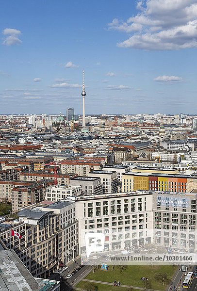 Stadtansicht von Berlin-Mitte mit dem Fernsehturm  vorne Leipziger Platz  Berlin  Deutschland  Europa