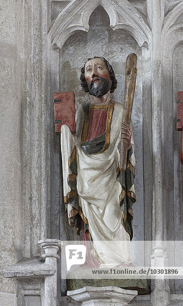 Apostel Judas Thaddäus  gotische Holzplastik  Pfarrkirche St. Mauritius  Spitz an der Donau  Wachau  Waldviertel  Niederösterreich  Österreich  Europa