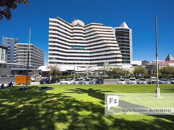 Sanlam Centre and Mutual Tower at the Independence Avenue  Windhoek  Namibia  Africa