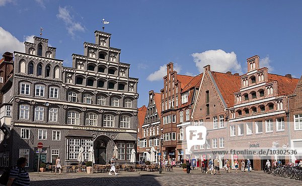 Giebelhäuser  Platz Am Sande in der Altstadt  Hansestadt Lüneburg  Niedersachsen  Deutschland  Europa