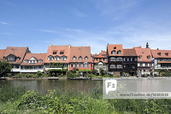 Häuserzeile Klein-Venedig am Ufer der Pegnitz  Bamberg  Oberfranken  Bayern  Deutschland  Europa