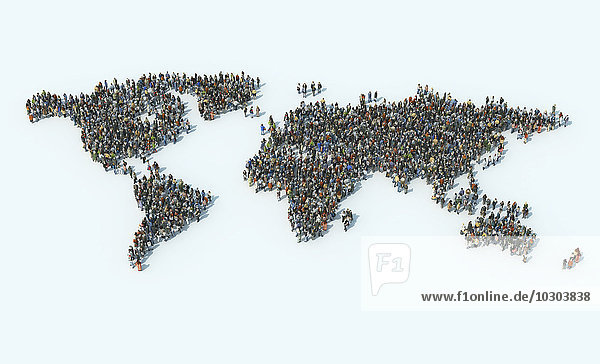 Menschenmenge bildet eine Weltkarte