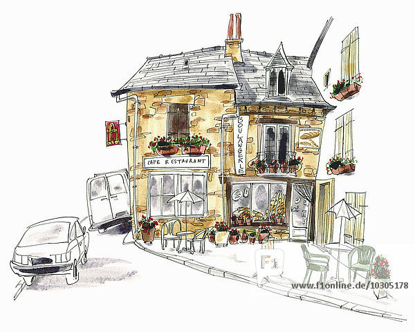 Straßencafé und Boulangerie  Frankreich