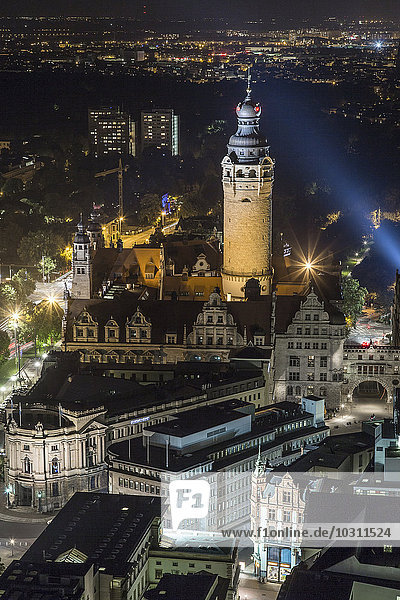 Germany  Saxony  Leipzig  New Townhall at night