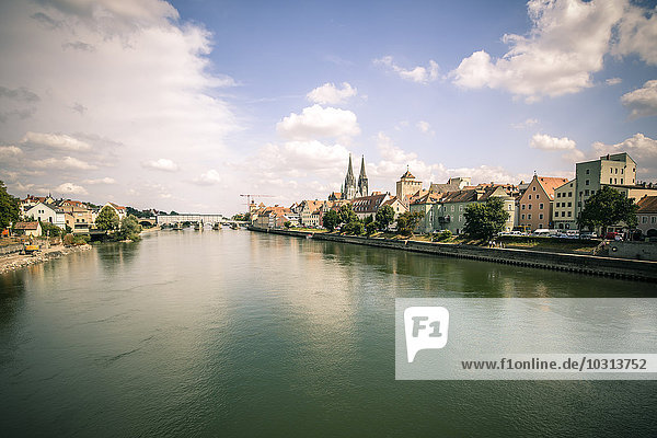 Germany  Regensburg  view to the city with Danube River