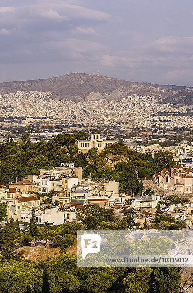 Griechenland  Athen  Stadtbild mit Sternwarte