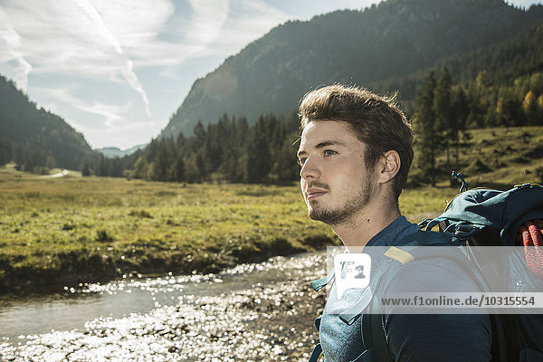 Austria  Tyrol  Tannheimer Tal  portrait of young hiker