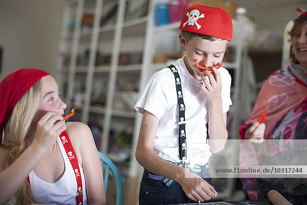 Children dressed up as pirates having fun on a party