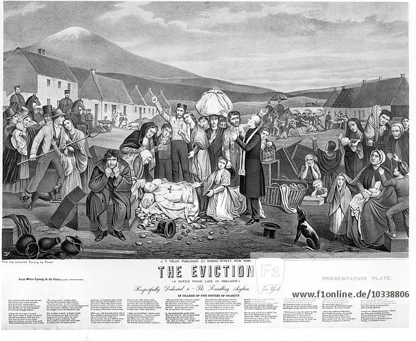 Die Vertreibung: Eine Szene aus dem Leben in Irland  hrsg. von J.T. Foley  1871 (Kupferstich)