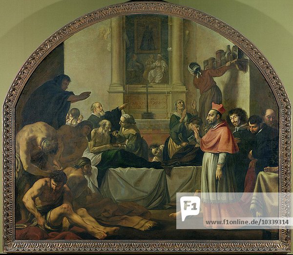 Der heilige Karl Borromäus (1538-84) besucht die Pestopfer in Mailand im Jahr 1576 (Öl auf Leinwand)
