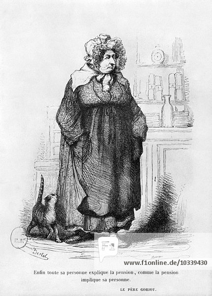 Madame Vauquer  Illustration aus Le Pere Goriot von Honore de Balzac (1799-1850) (Kupferstich) (s/w Foto)