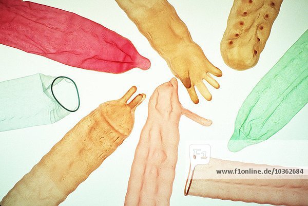 Kondome in verschiedenen Farben und Formen