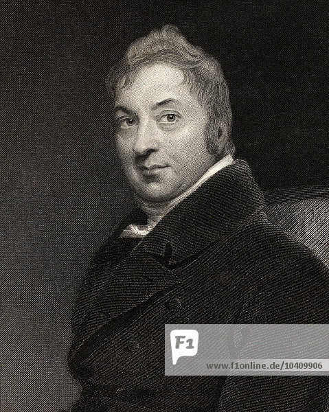 Lawrence  Sir Thomas (1769-1830) (nach) Edward Jenner  gestochen von W.H. Mote  aus The National Portrait Gallery  Band III  veröffentlicht um 1820 (Litho)
