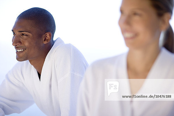 MODEL RELEASED. Happy couple relaxing at a spa. Happy couple relaxing at a spa